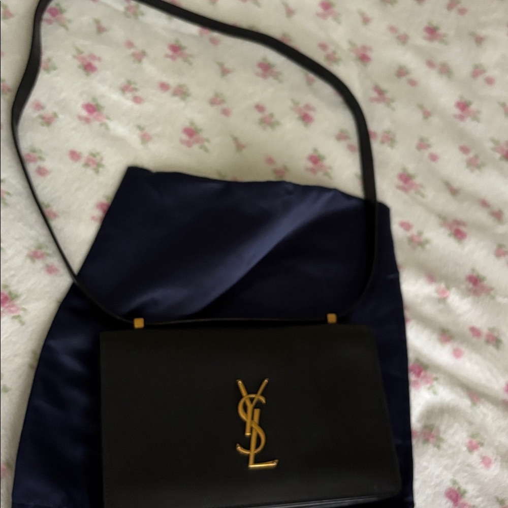 Yves Saint Laurent 💯 Authentic Midnight Black/ Blue Crossbody Bag - Picture 6 of 8
